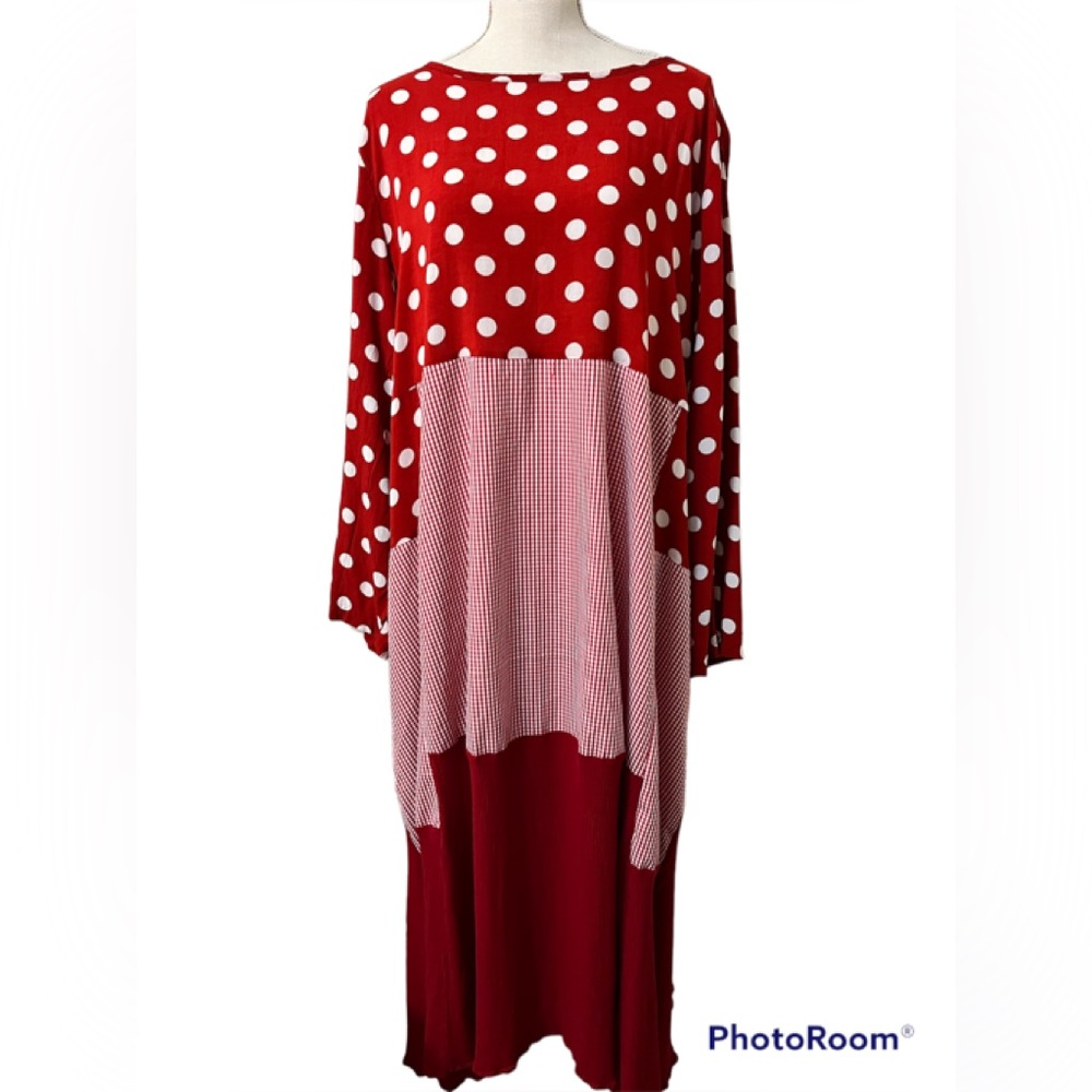 Summer/Spring Modest Ladies Dress Red & White Polka Dots